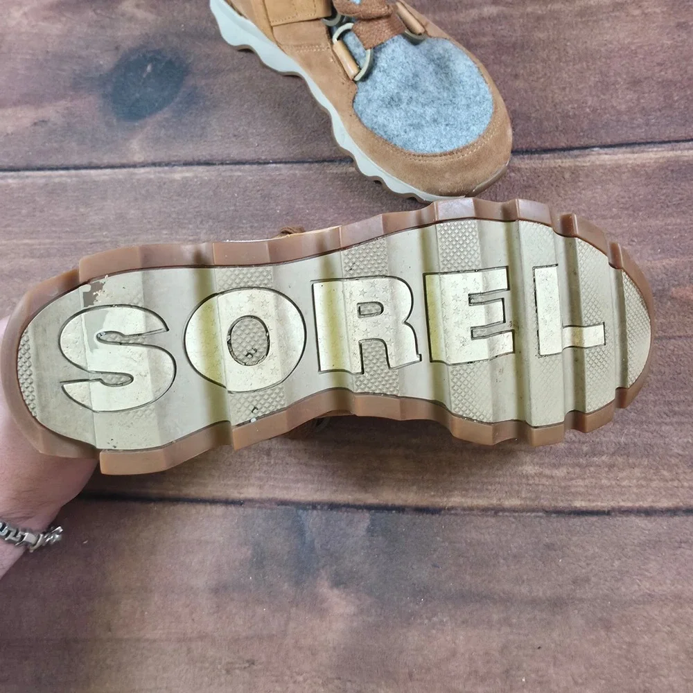 Sorel Kinetic Short Boots Womens 9 Brown Good Waterproof Suede NL3097-224